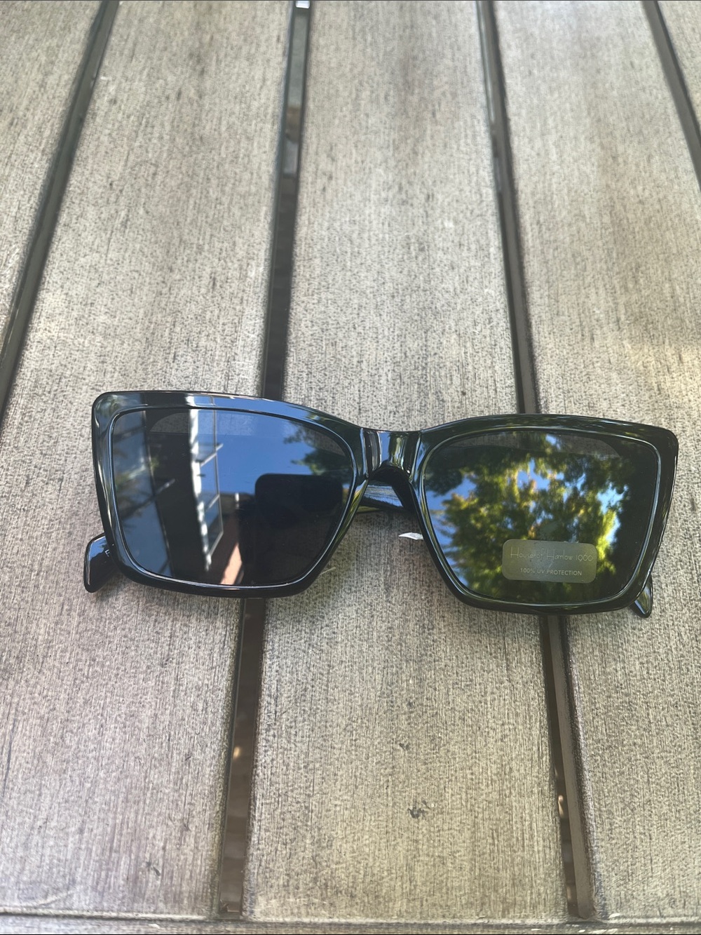 House of Harlow 1960 Glossy Black Rectangular Sunglasses
